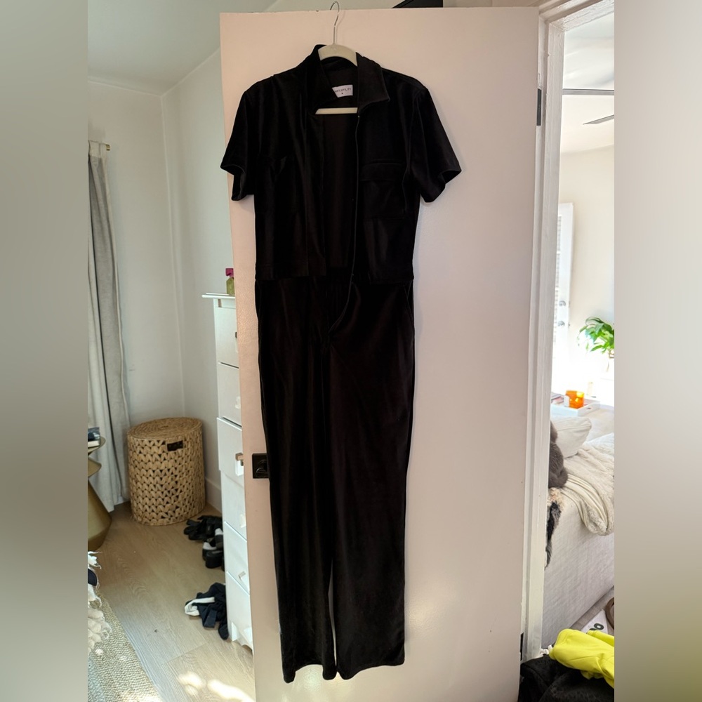 Rivet Utility Black Short Sleeve Jumpsuit